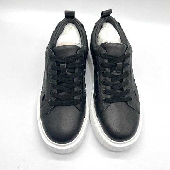 JSLIDES Womens Size 8.5 Dede Black Woven‎ Leather Platform Sneakers Shoes - Picture 3 of 13